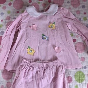 Outfit pink corduroy appliqués sz 6X